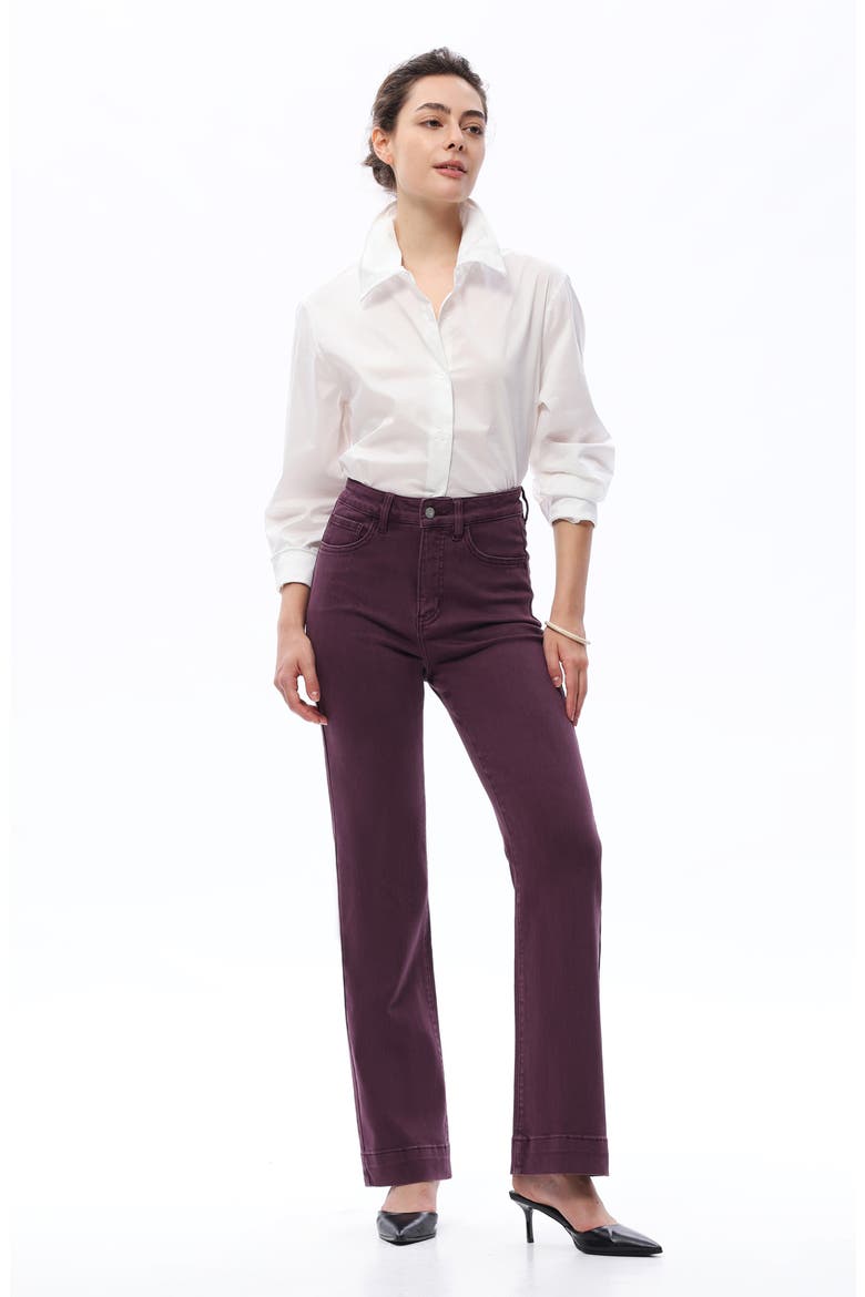 High Waist Bootcut Jeans, Alternate, color, PLUM