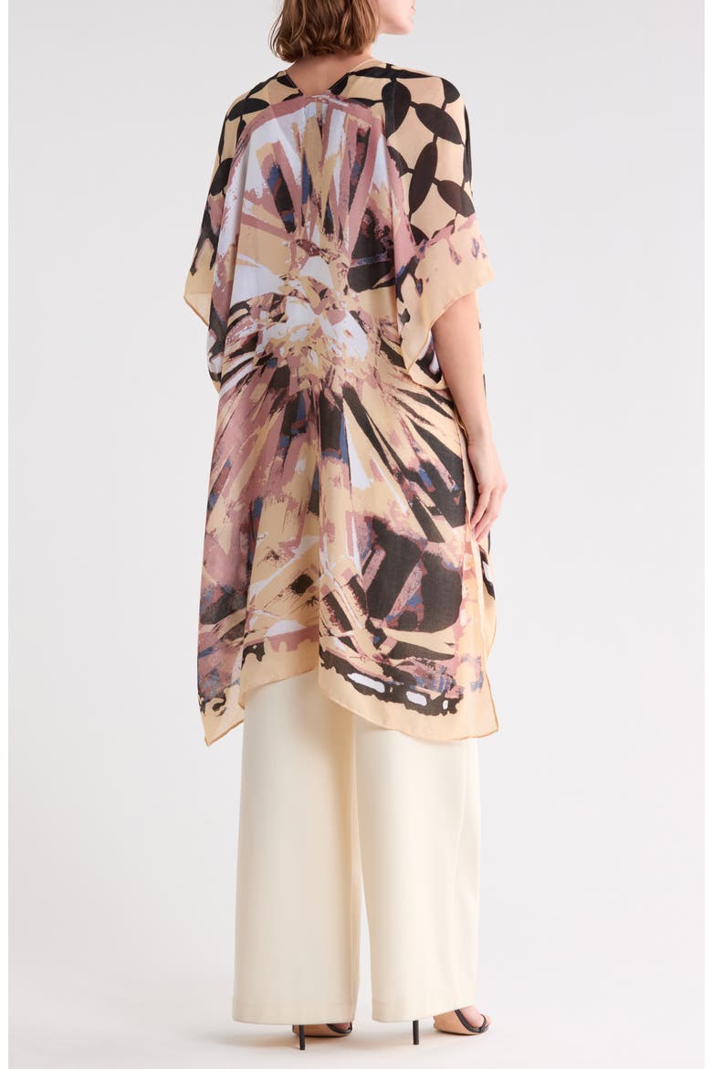 Print Ruana, Alternate, color, BEIGE