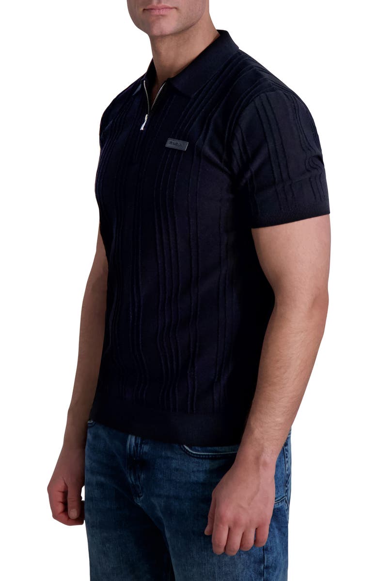 KARL LAGERFELD PARIS Rib Zip Polo, Alternate, color, 