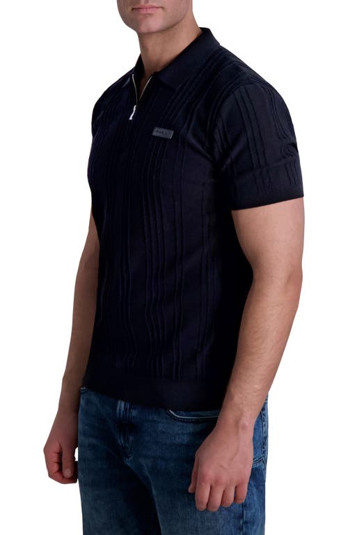 Karl Lagerfeld Paris Rib Zip Polo In Black