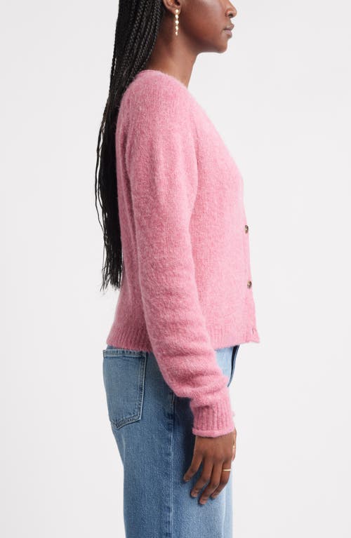 Treasure & Bond Rolled Crewneck Cardigan In Pink