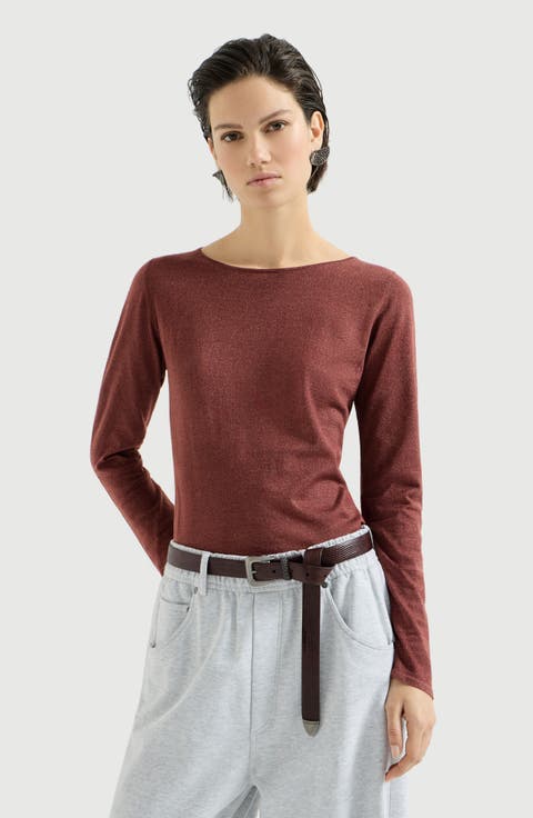 Sparkling cashmere and silk lightweight sweater