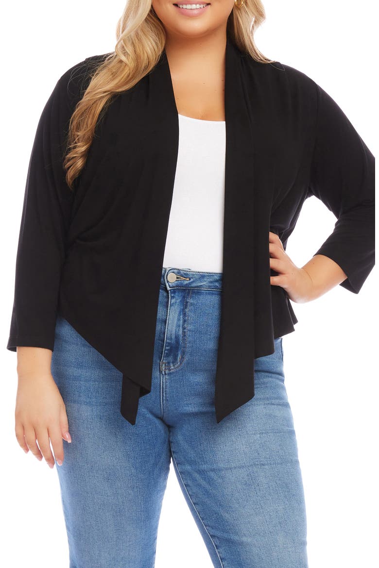 Calli Draped Open Front Cardigan, Main, color, BLACK