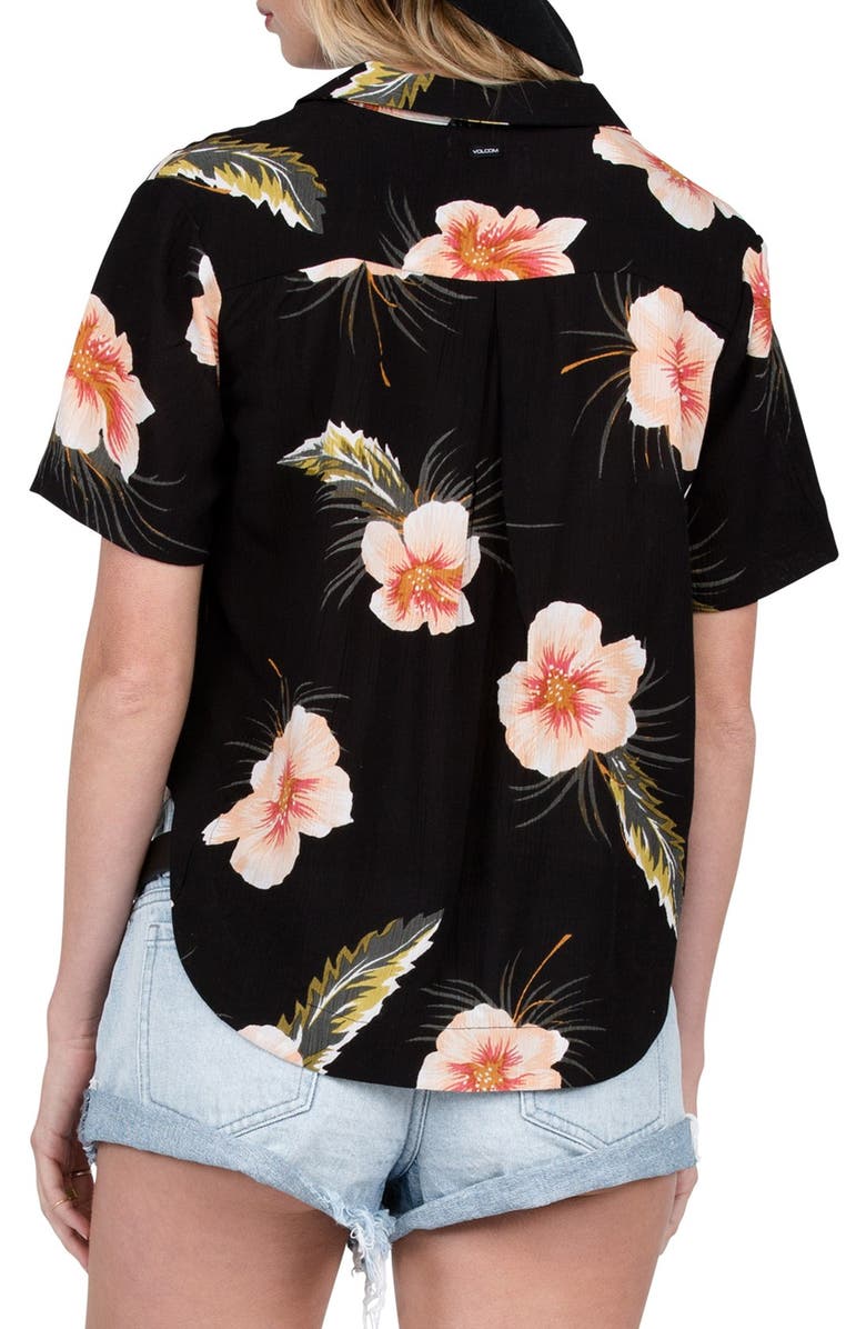 Volcom Fox Tail Palm Print High/Low Crop Top, Alternate, color,