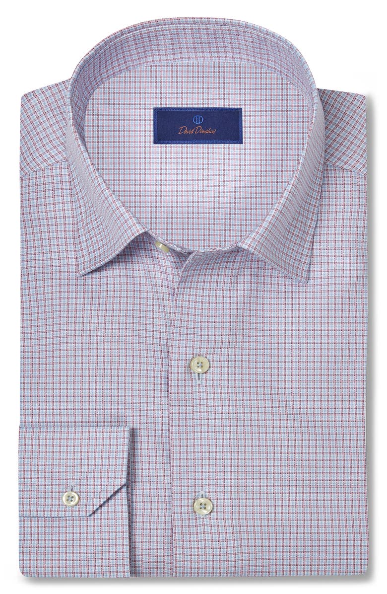 David Donahue Dobby Sport Shirt, Alternate, color, Pink/ Sky