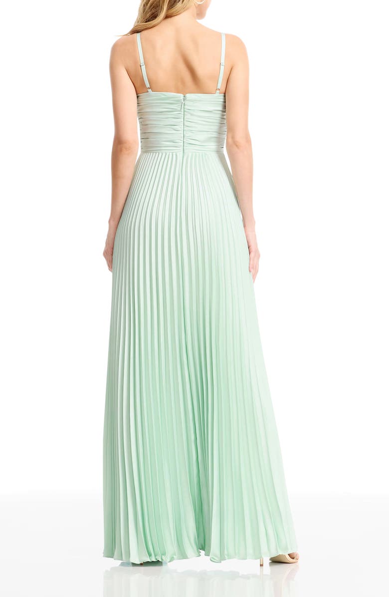 Dress the Population Pleated Satin Gown, Alternate, color, Mint