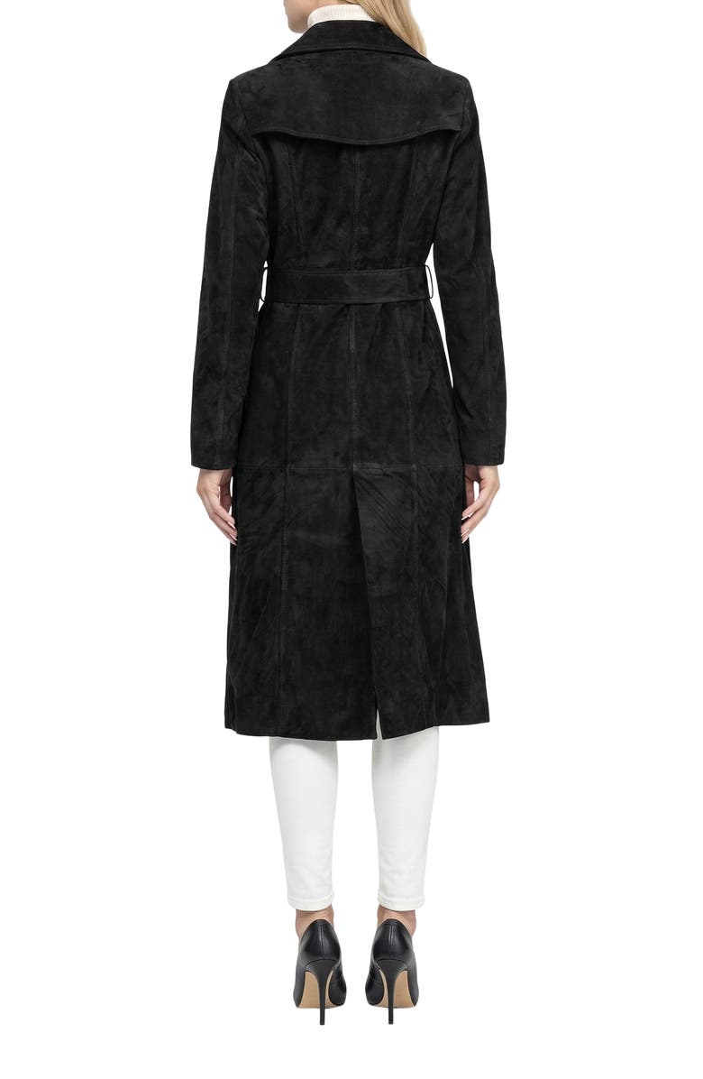 GORSKI Genuine Metis Suede Belted Trench Coat, Alternate, color, Black