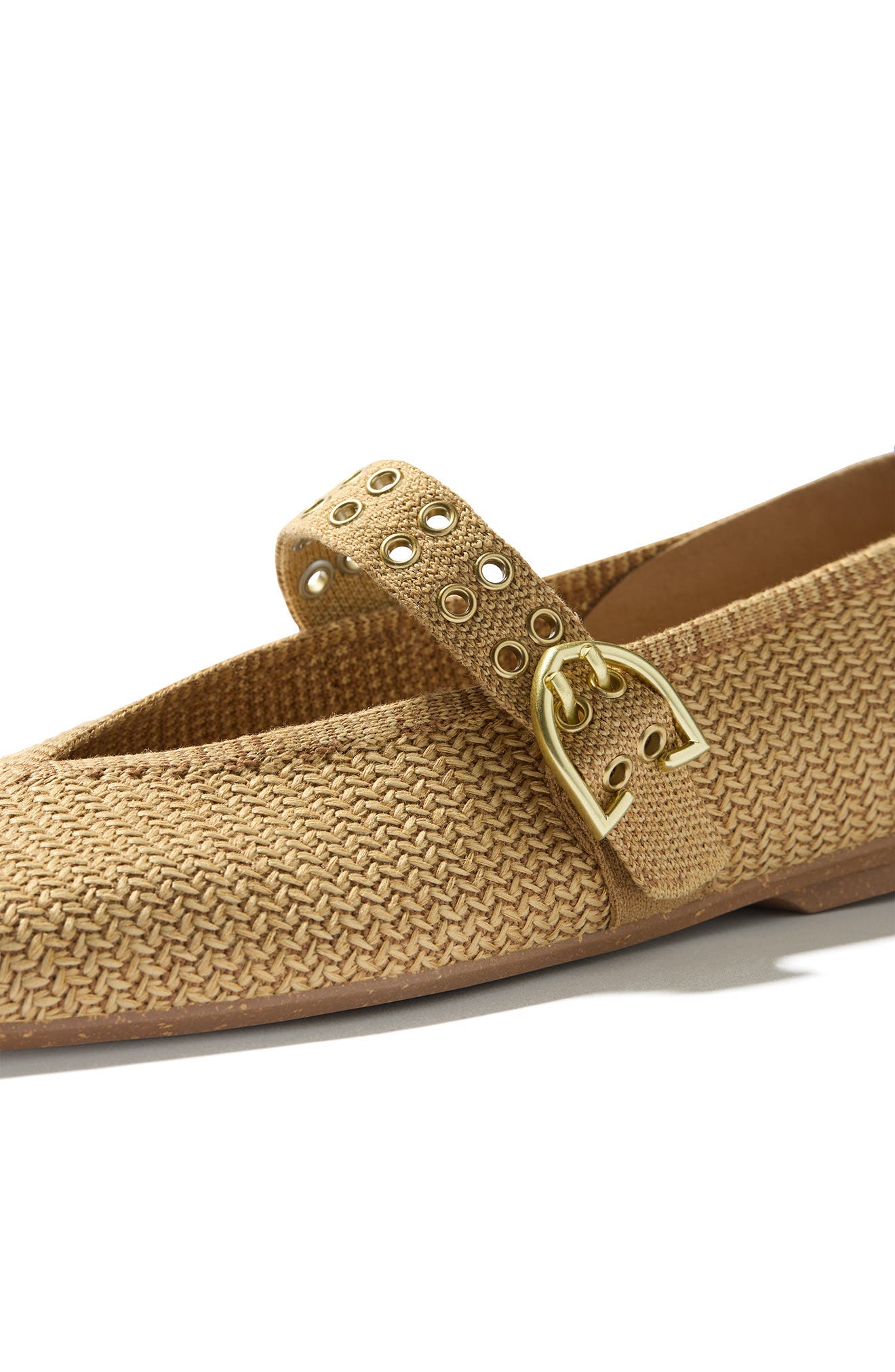 The Max Buckle Mary Jane Flat, Alternate, color, TAN WOVEN