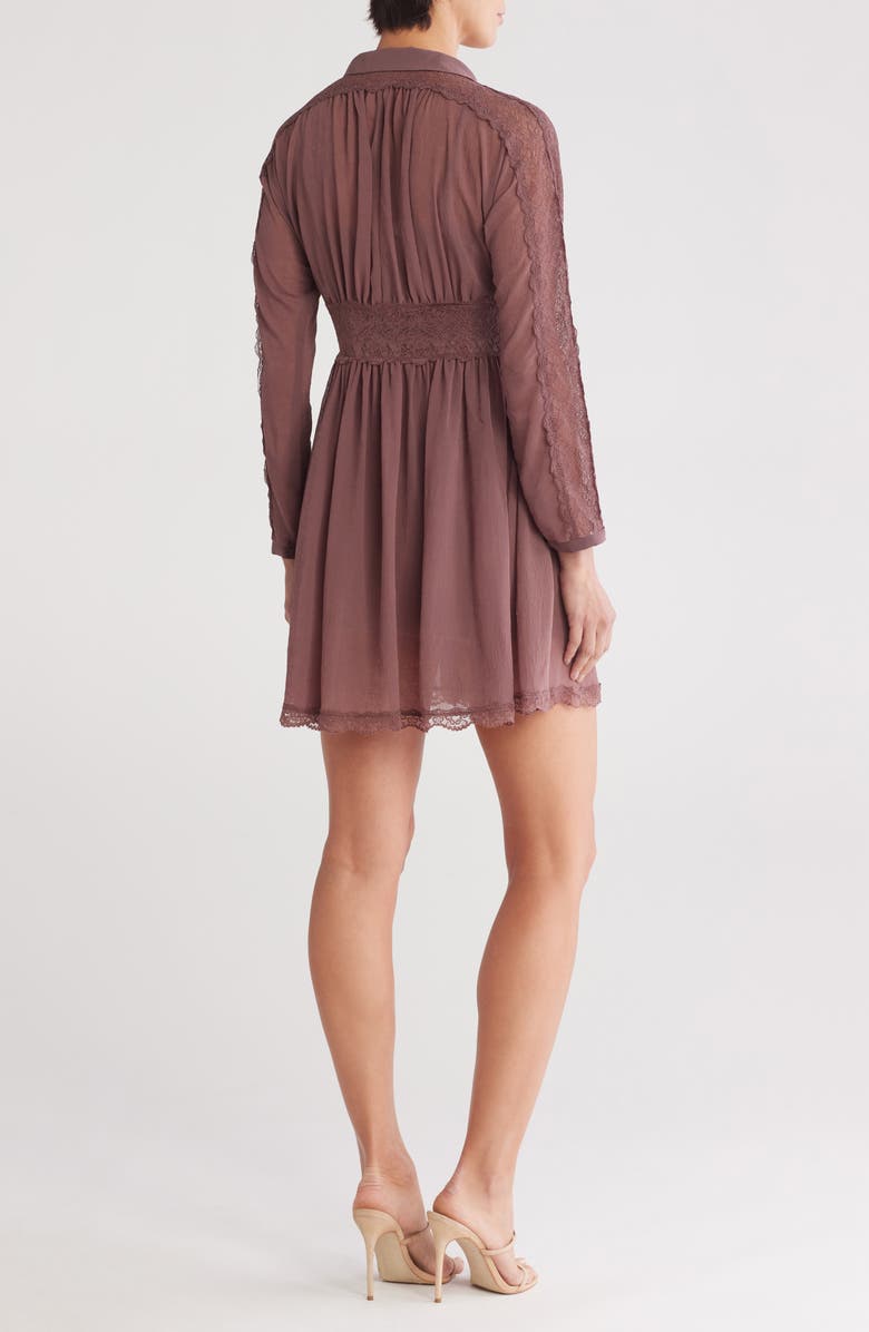 Lovestitch Lace Trim Long Sleeve Shirtdress, Alternate, color, 
