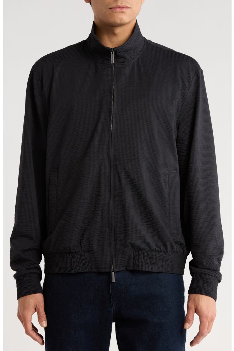 Seersucker Bomber Jacket, Alternate, color, SOLID BLACK