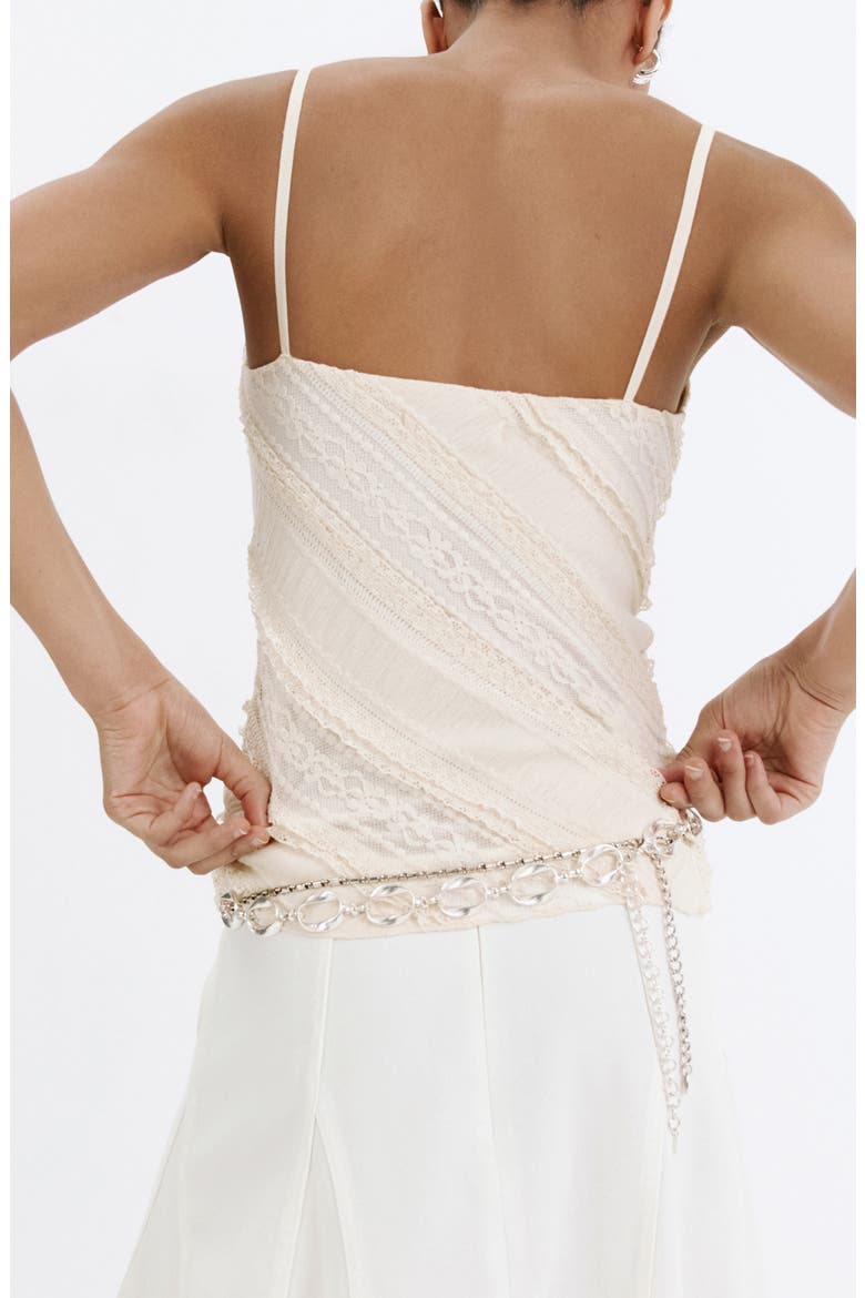 V-Neck Lace Top, Alternate, color, VANILLA