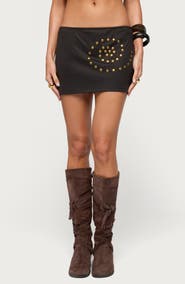 EDIKTED Swirl Stud Miniskirt