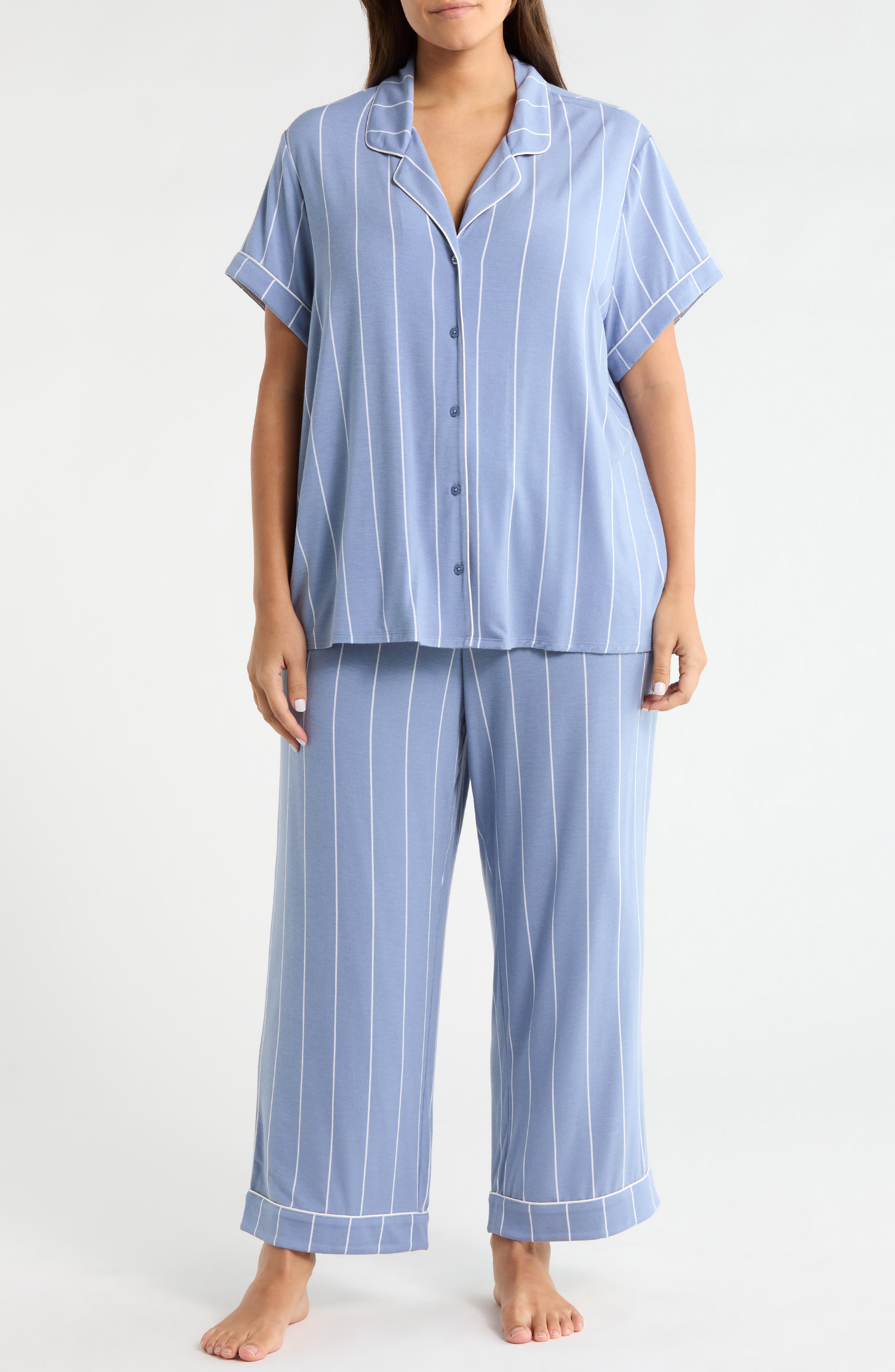 BLUE T- WHITE CALM PINSTRIPE