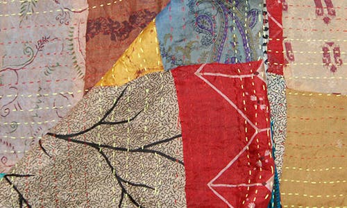 Taj Hotel Kantha Silk Throw Blanket In Multi 11