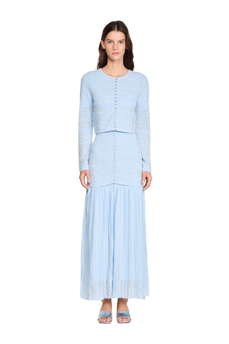 Cropped pearl cardigan, Alternate, color, Sky blue