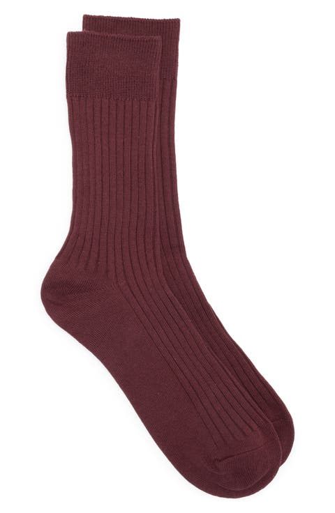 Ribbed Cotton Blend Socks
