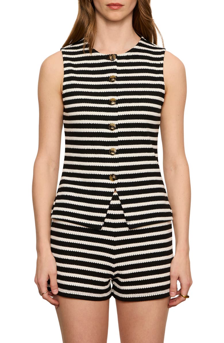 Sanctuary Nothing Extra Sweater Vest, Main, color, Chalk White/ Black