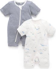 Purebaby 2 Pack Short Zip Romper