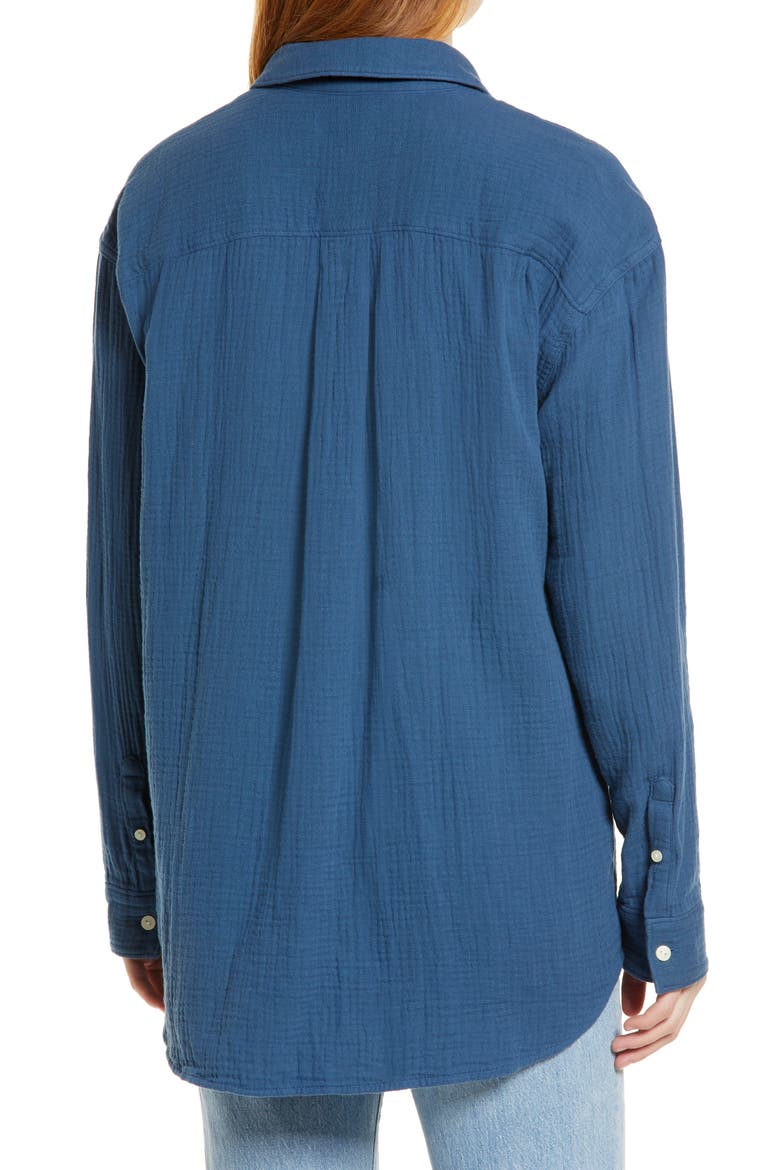 Long Sleeve Gauze Button-Up Shirt, Alternate, color, BLUE ENSIGN