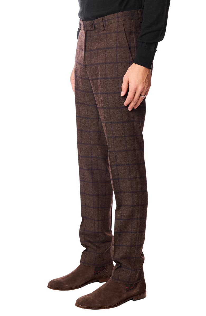 PAISLEY & GRAY Downing Slim Fit Flat Front Windowpane Dress Pants, Alternate, color, Brown Violet Windowpane