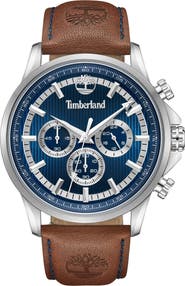Timberland Bernardston Multifunction Chronograph Leather Strap Watch, 45mm