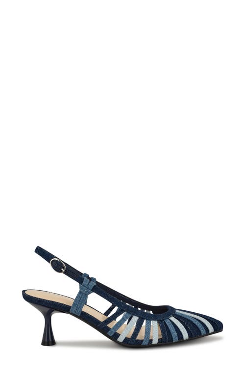 Shop Nine West Resta Slingback Kitten Heel Pump In Medium Blue
