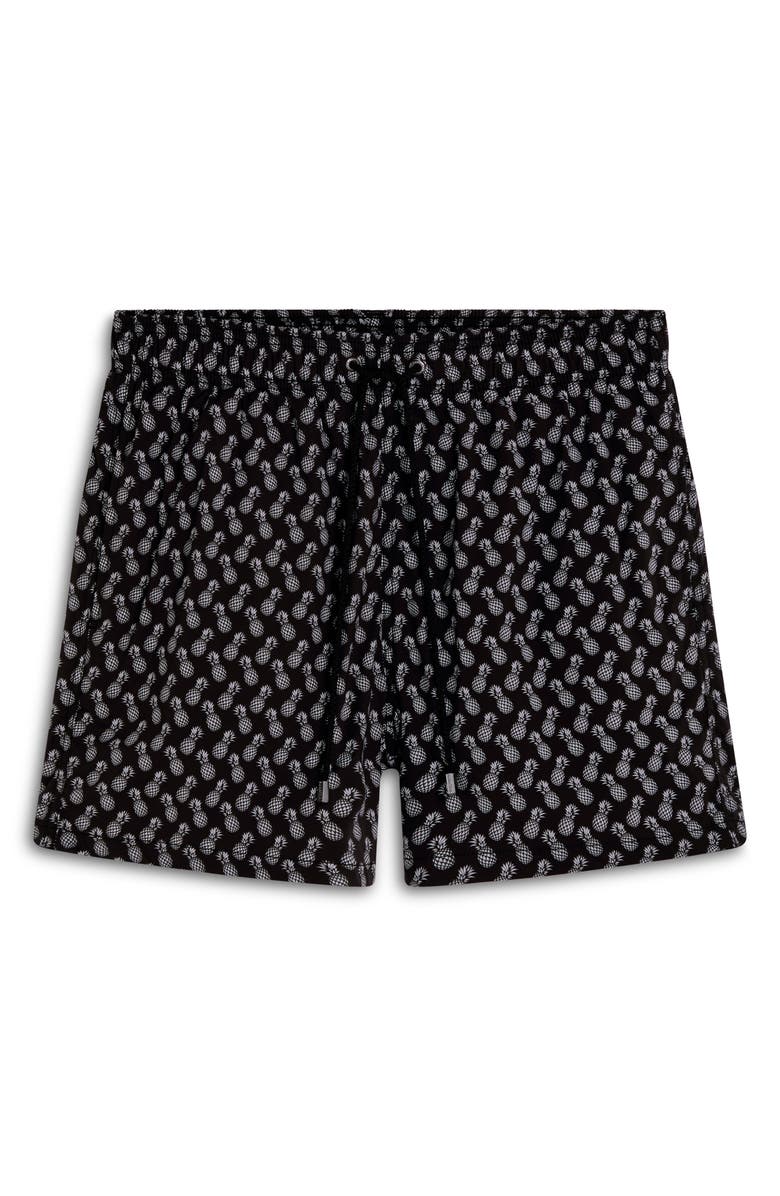 Bugatchi Aircher Mid Length Swim Trunks, Alternate, color, Black