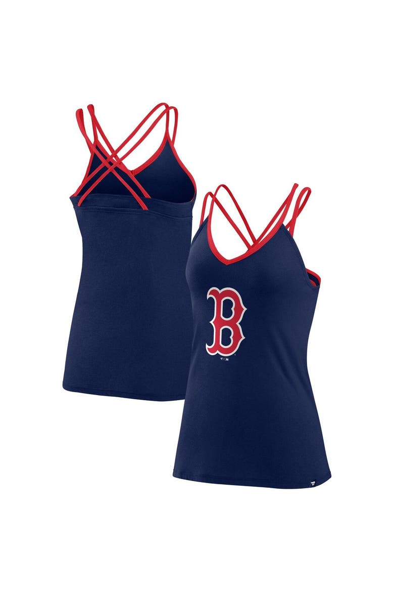 Women's Fanatics Branded Navy Boston Red Sox Barrel It Up Cross Back V-Neck Tank Top, Main, color, Navy