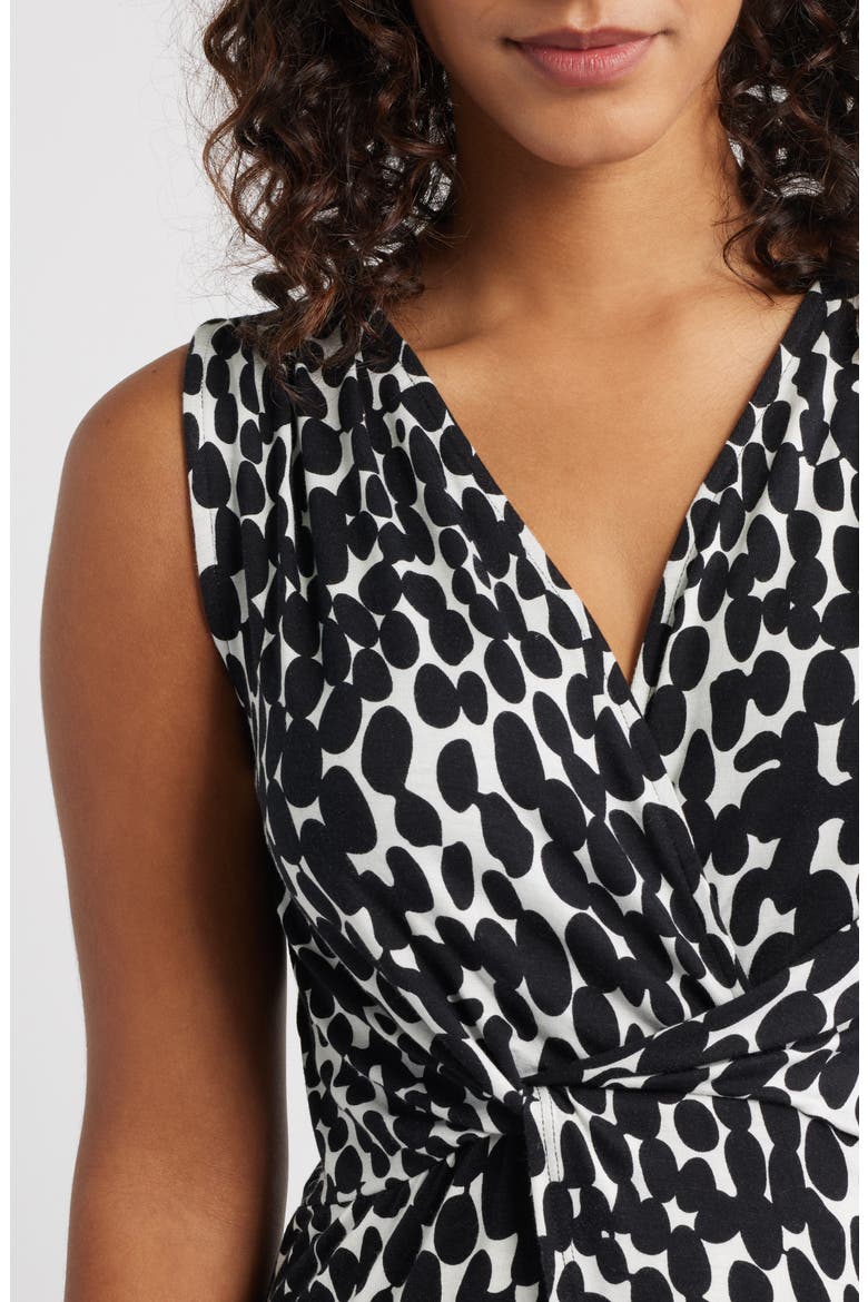 Twist Front Sleeveless Top, Alternate, color, BLACK W/ WHITE