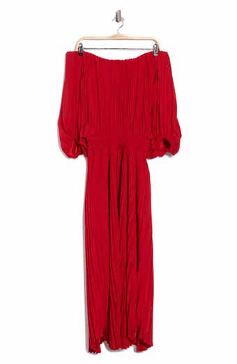 A.L.C. Sienna Pleated Off the Shoulder Maxi Dress