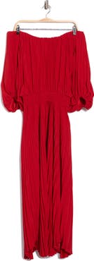 A.L.C. Sienna Pleated Off the Shoulder Maxi Dress