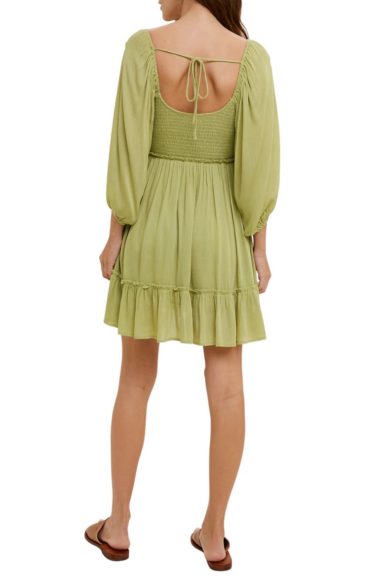 Balloon Sleeve Minidress, Alternate, color, LIME