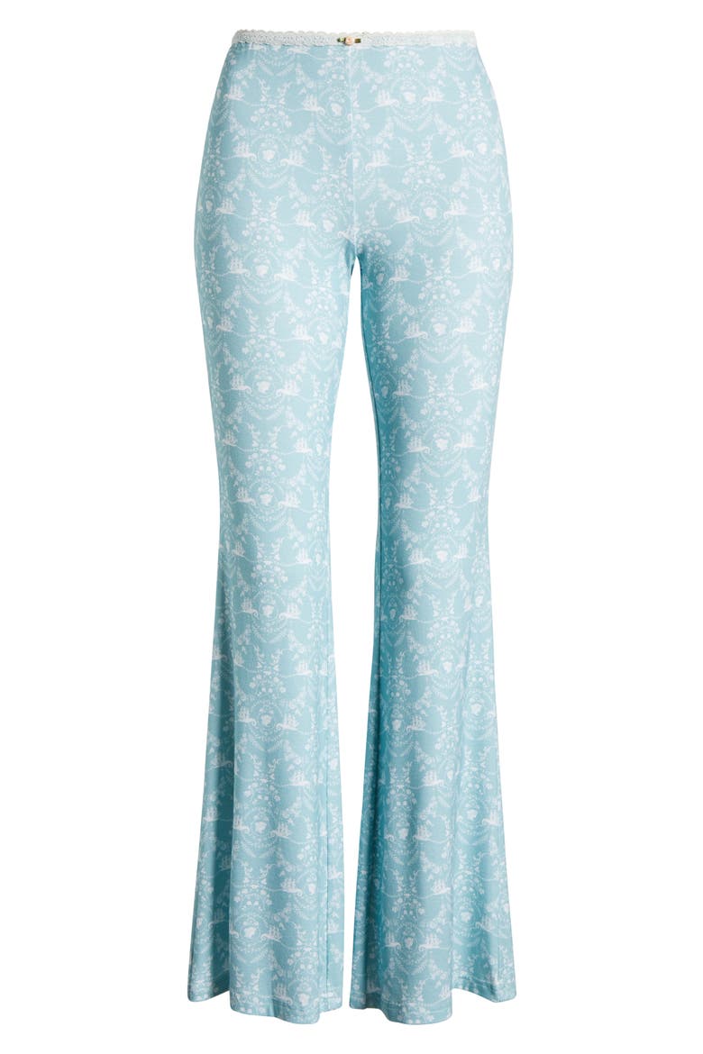 Lace Trim Stretch Modal Flare Pants, Alternate, color, LADY OF THE SEA