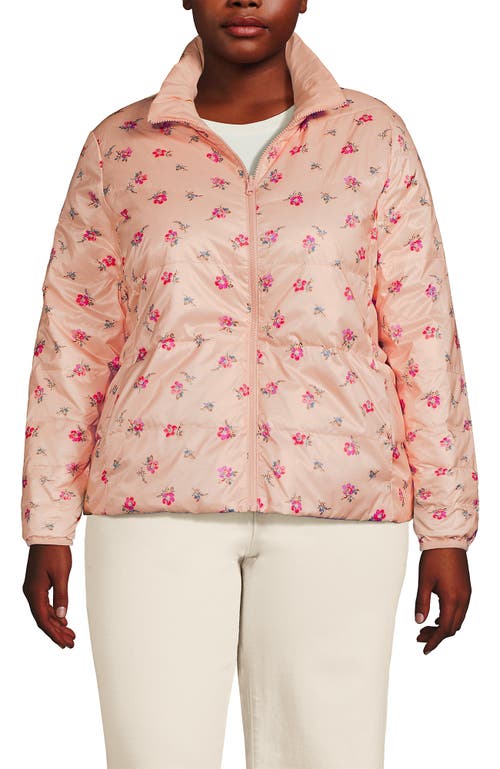 Lands' End Wanderweight Reversible Packable Down Jacket In Pink/oyster Pink Floral