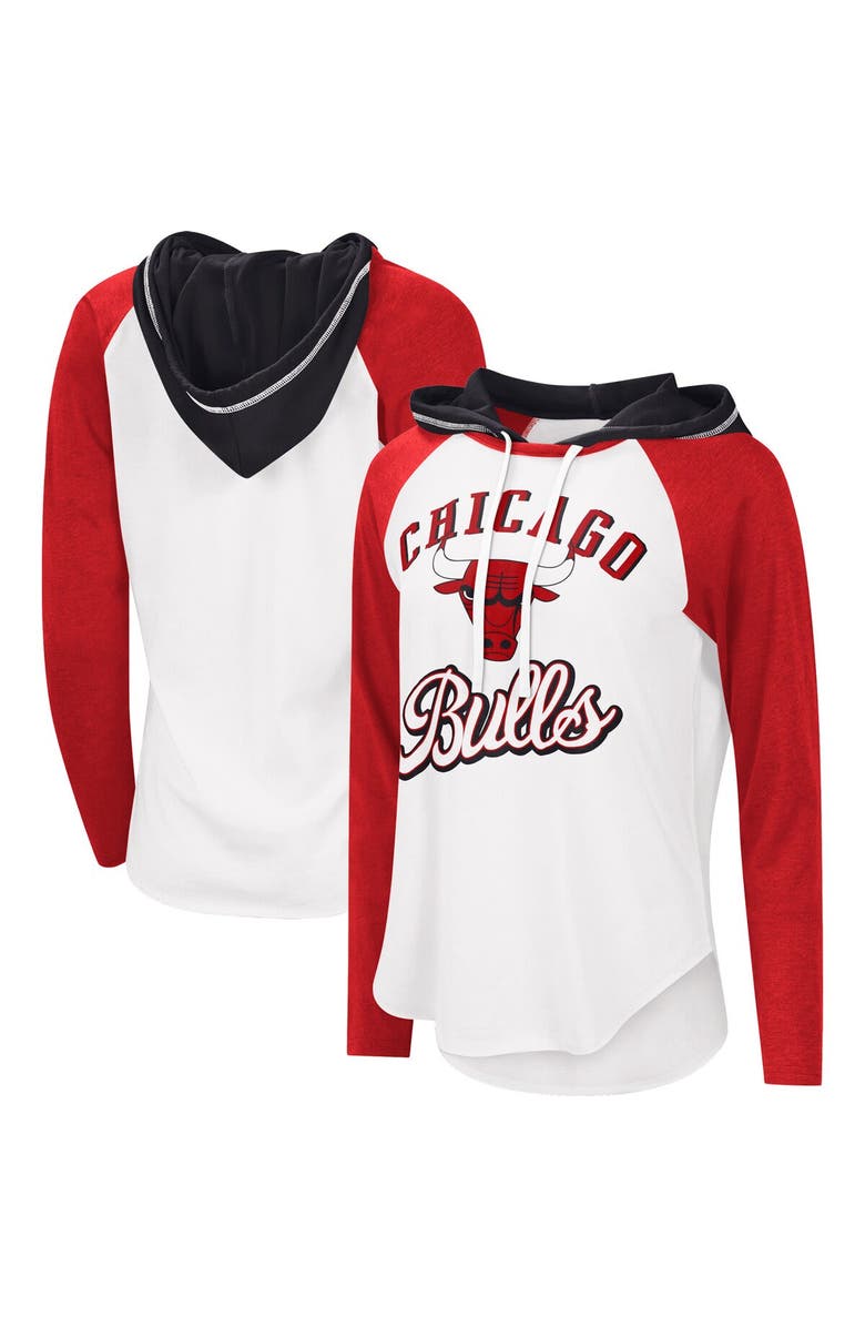 G-III 4HER BY CARL BANKS Women's G-III 4Her by Carl Banks White Chicago Bulls MVP Raglan Hoodie Long Sleeve T-Shirt, Alternate, color, White
