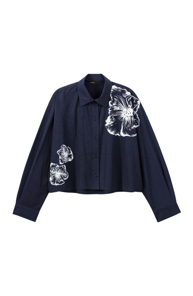 maje Cropped cotton shirt, Alternate, color, Navy