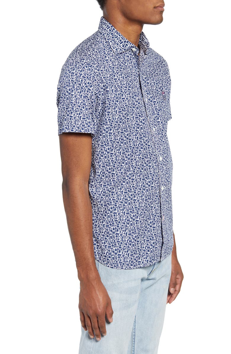 Psycho Bunny Short Sleeve Button-Up Shirt, Alternate, color,