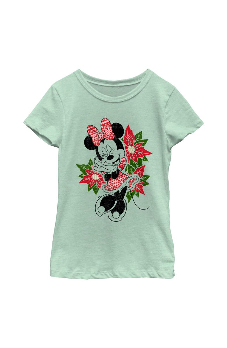 Mickey & Friends Girl's Mickey & Friends Minnie Warm Scarf Graphic T-Shirt, Main, color, Mint