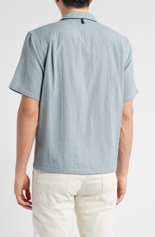 Rag & Bone Avery Cotton Gauze Camp Shirt In Stone Blue Stripe