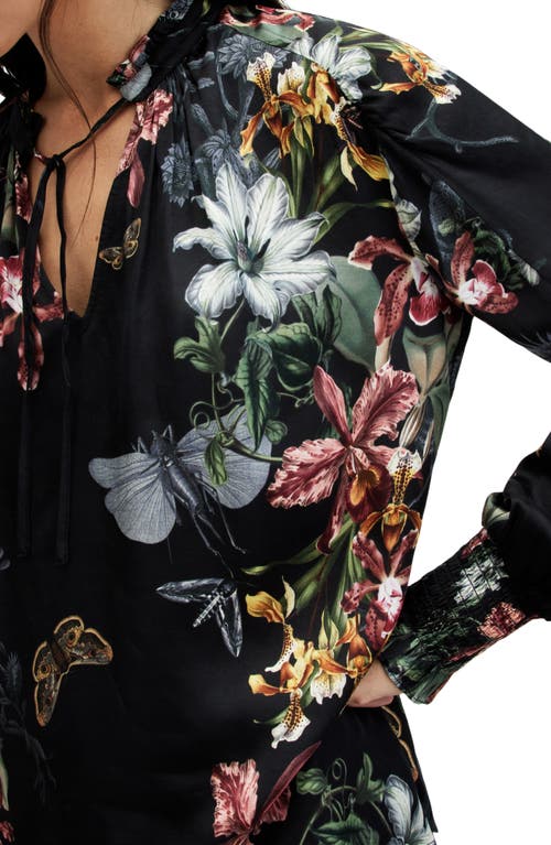 ALLSAINTS ALLSAINTS MARA SANIBEL FLORAL PRINT TIE NECK TOP