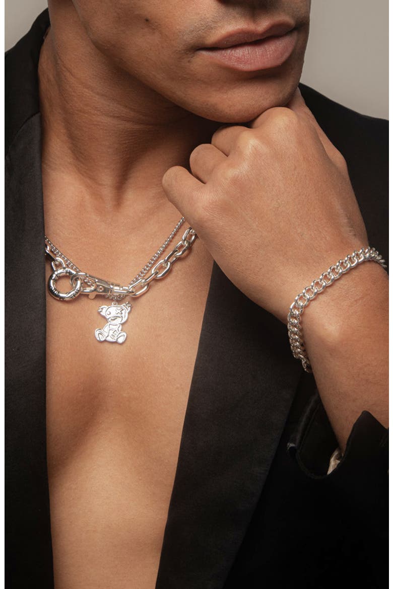 Teddy Silver Necklace, Alternate, color, Silver
