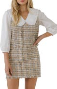 English Factory Combination Tweed Vest & Poplin Blouse