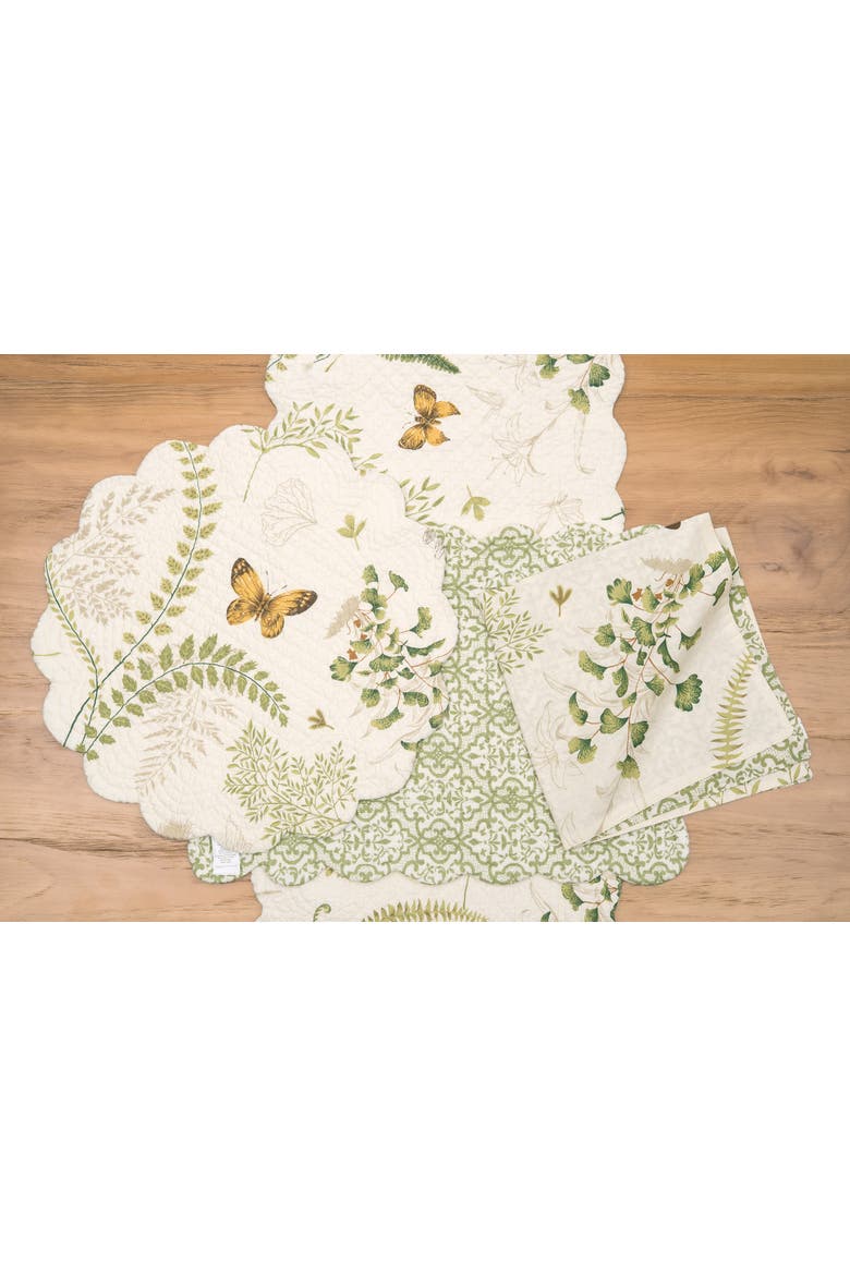 Althea Green & White Butterfly 100% Cotton, Set of 6 Cloth Napkins, Alternate, color, Green