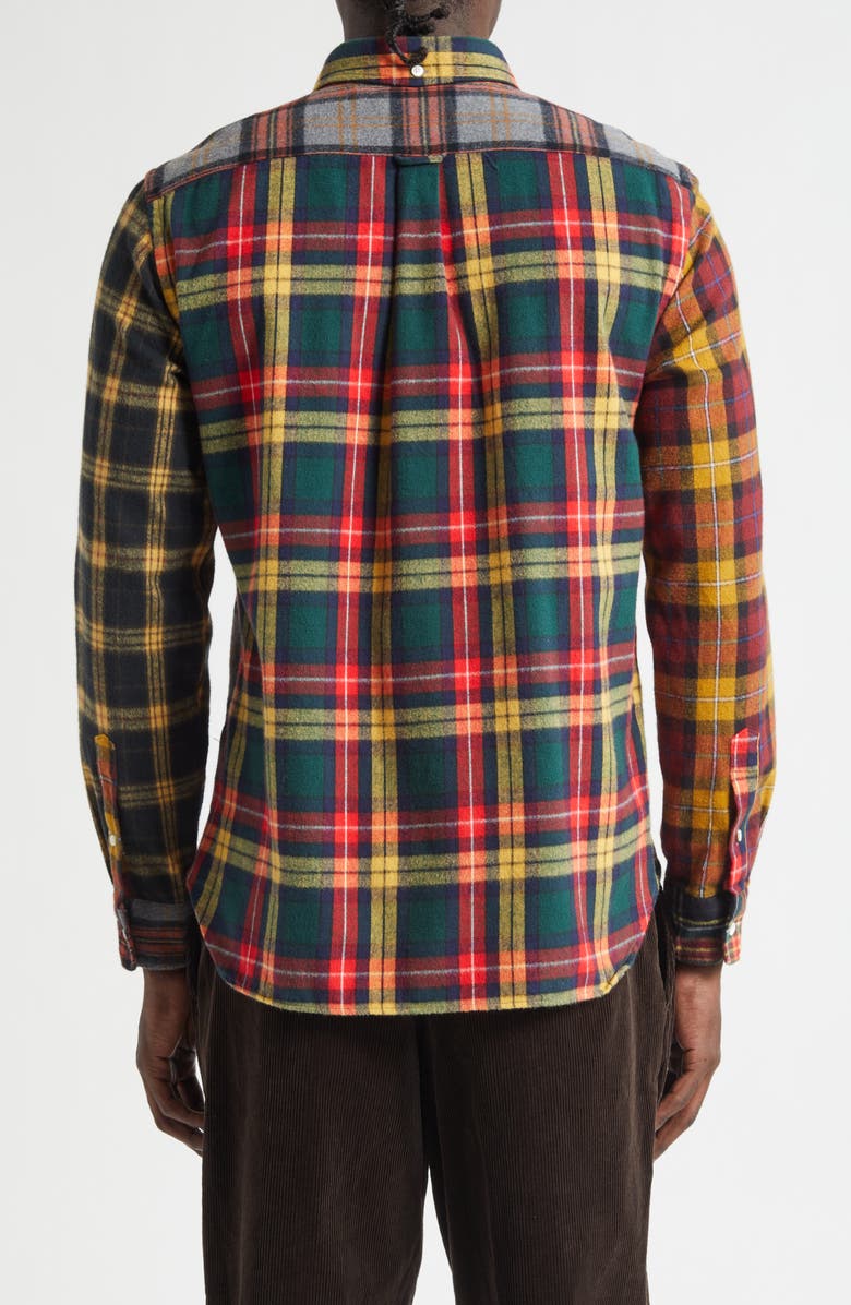 BEAMS Plaid Flannel Button-Down Shirt, Alternate, color, Yellow