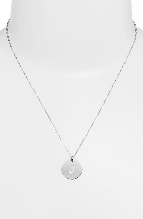 Sterling Silver Initial Disc Necklace