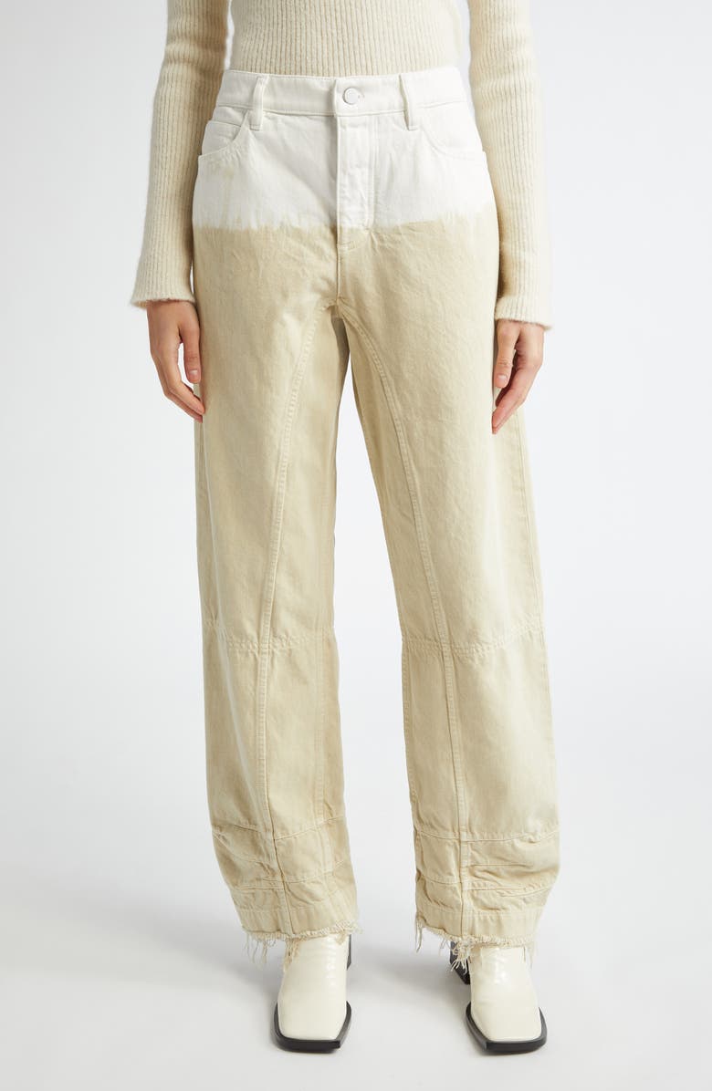 Jil Sander Two-Tone Raw Hem Jeans, Main, color, Almond