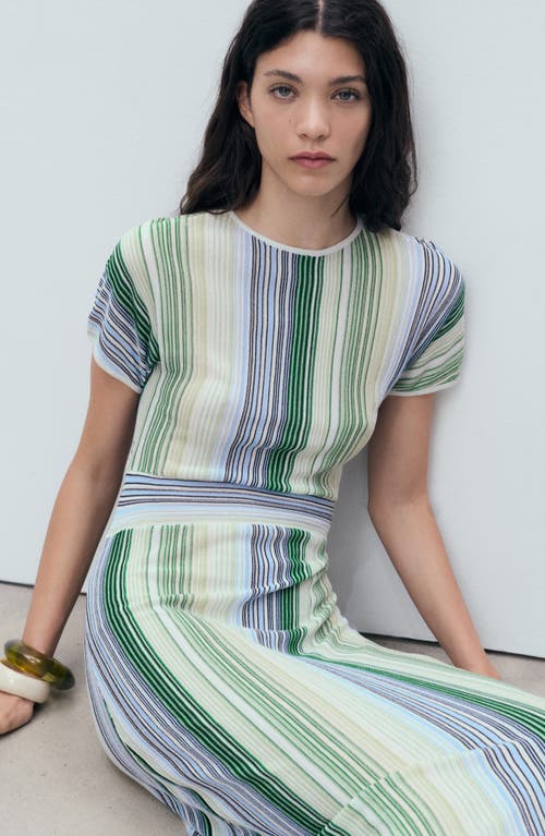 Mango Stripe Maxi Sweater Dress In Green