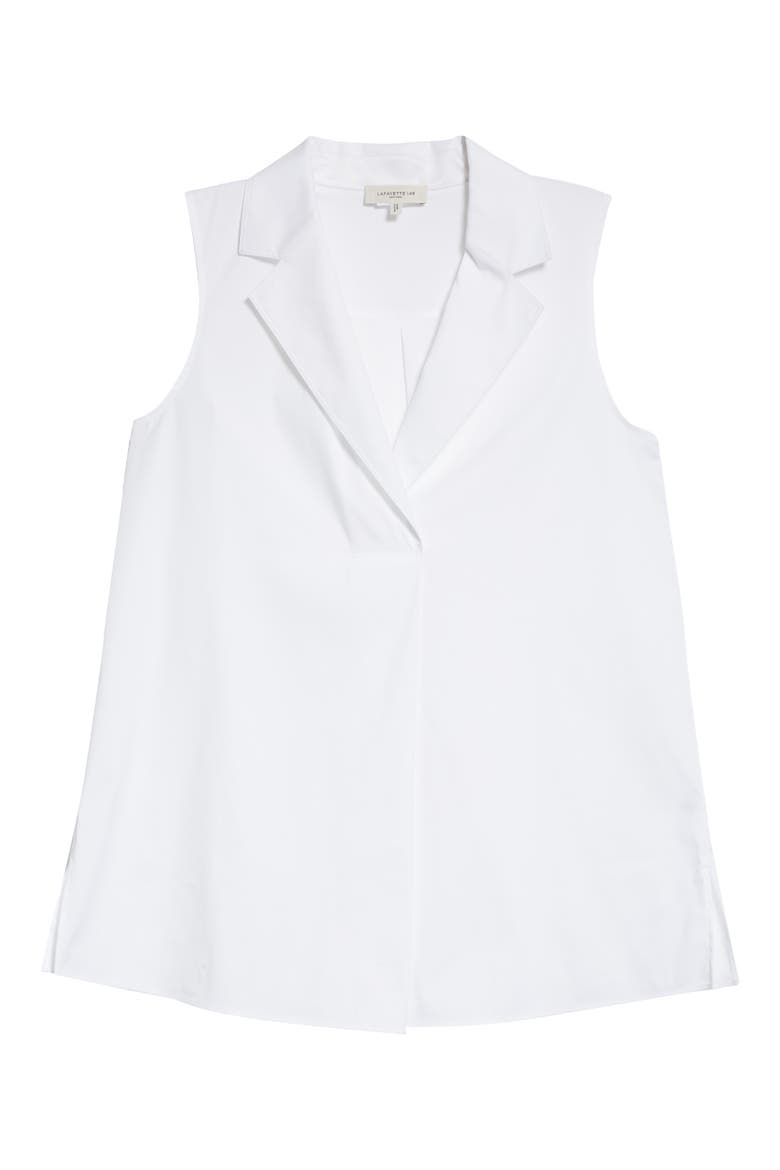 Siona Cotton Blend Stretch Poplin Top, Alternate, color, WHITE