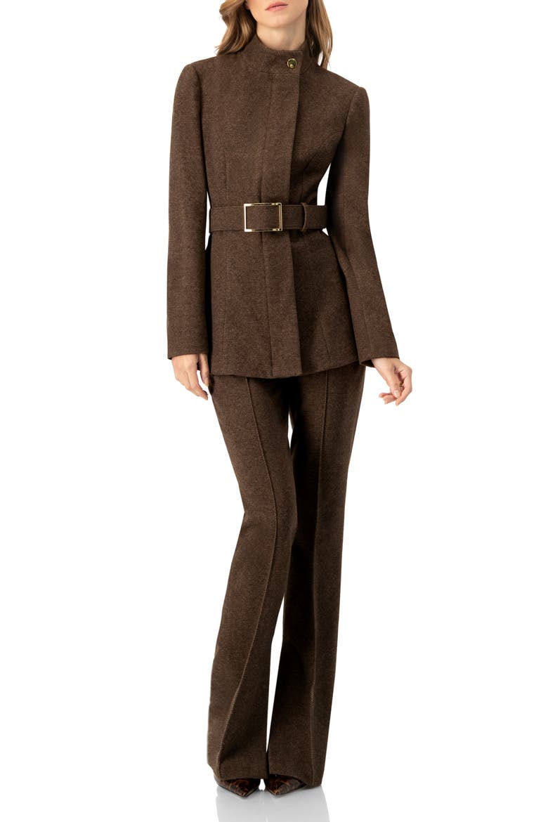 Straight-Leg Trousers with Side Slits, Alternate, color, Brown