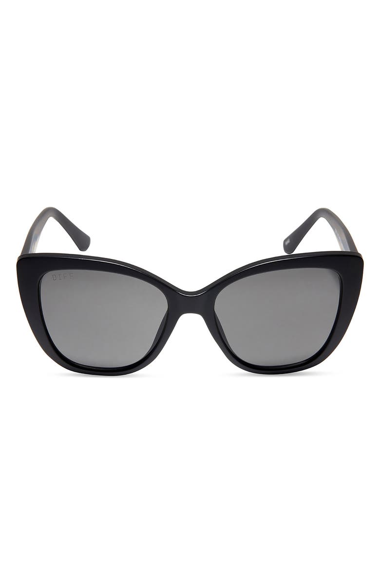 DIFF 54mm Square Sunglasses, Main, color, Matte Black Grey Lens